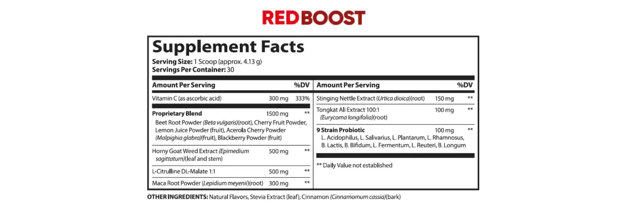 red boost supplement facts